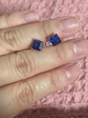 Sterling silver blue stud earrings